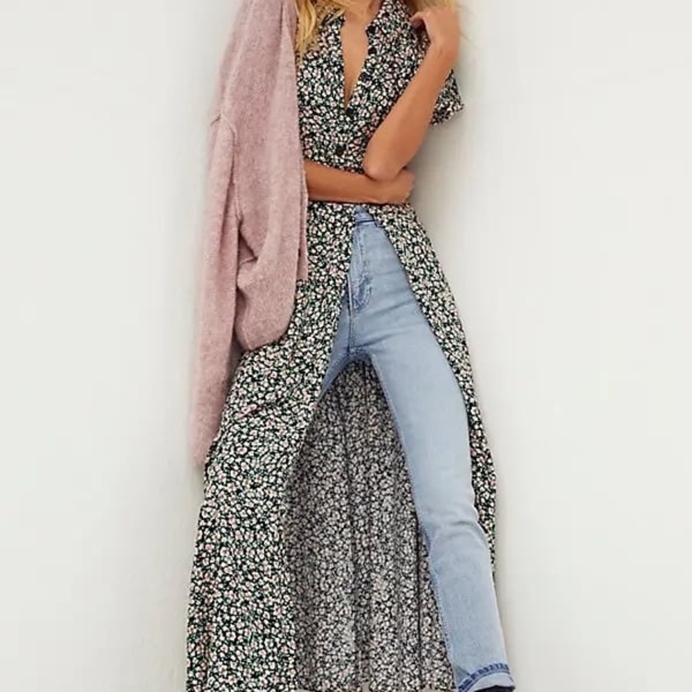 Free People Floral Maxi Dress - Black and White